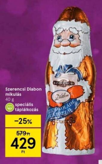 Tesco Szerencsi Diabon mikulás 40 g ajánlat