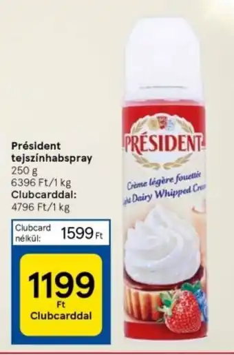 Tesco Président tejszínhabspray 250 g ajánlat