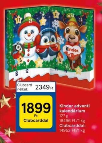 Tesco Kinder adventi kalendárium 127 g ajánlat
