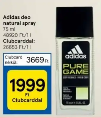 Adidas deo natural spray 75 ml