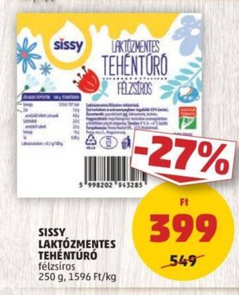 PENNY SISSY LAKTÓZMENTES TEHÉNTÚRÓ 250 g ajánlat