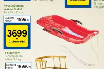 Piros műanyag szánkó fékkel 1 db