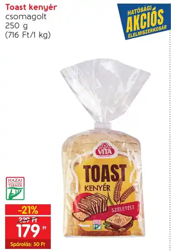 Spar Toast kenyér 250g ajánlat