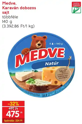 Medve, Karaván dobozos sajt 140g