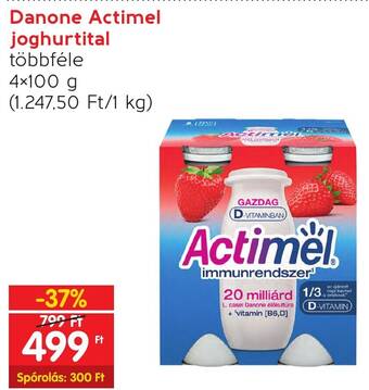 Spar Danone Actimel joghurtital 4x100g ajánlat