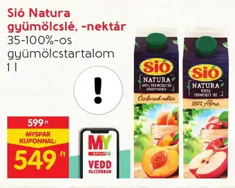 Spar Sió Natura gyümölcslé nektár 1l ajánlat