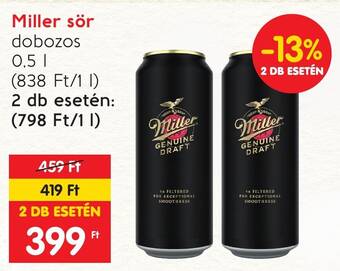 Spar Miller sör 0,5l ajánlat