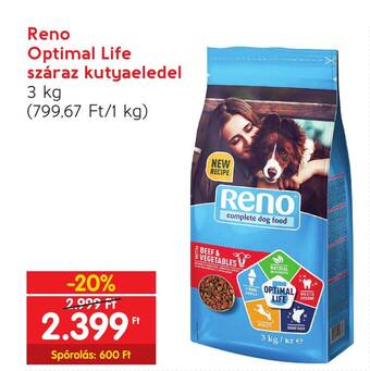 Spar Reno Optimal Life száraz kutyaeledel 3kg ajánlat