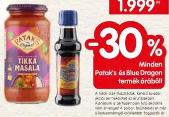 Patak's és Blue Dragon termék árából