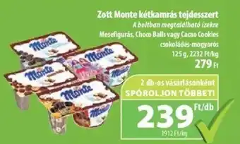 Coop Zott Monte kétkamrás tejdesszert 125g ajánlat