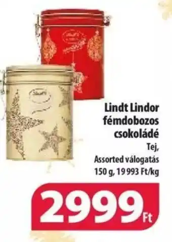 Coop Lindt Lindor fémdobozos csokoládé 150g ajánlat