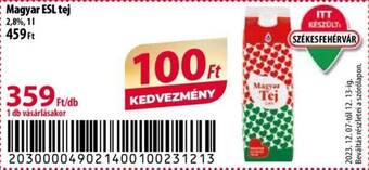 Coop Magyar ESL tej 1l ajánlat