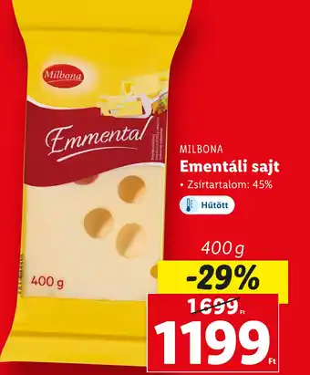 Lidl MILBONA Ementáli sajt 400g ajánlat