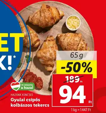 Lidl HAZÁNK KINCSEI Gyulai csípős kolbászos tekercs 65g ajánlat