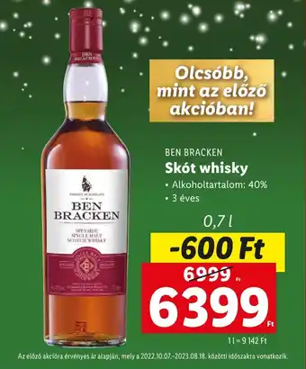 Lidl BEN BRACKEN Skót whisky 0,7l ajánlat