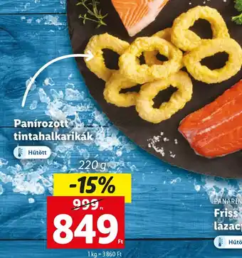 Lidl Panírozott tintahalkarikák 220g ajánlat