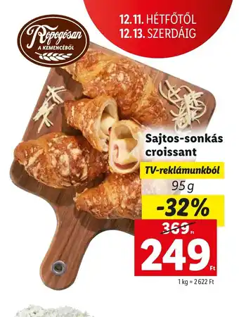 Lidl Sajtos sonkás croissant 95g ajánlat
