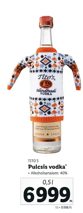 Lidl TITOS Pulcsis vodka 0,5l ajánlat