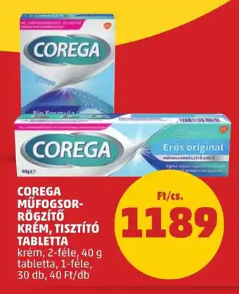 PENNY COREGA MŰFOGSOR-RÖGZÍTŐ KRÉM, TISZTÍTÓ TABLETTA 30 db ajánlat