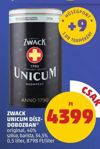 PENNY ZWACK UNICUM DÍSZ-DOBOZBAN 0,5 l ajánlat