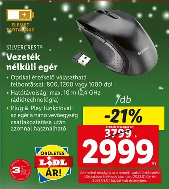 Lidl SILVERCREST Vezeték nélküli egér 1 db ajánlat