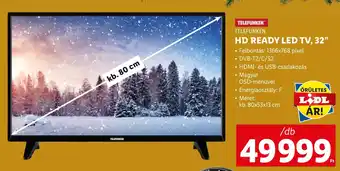 Lidl TELEFUNKEN HD READY LED TV, 32" 1 db ajánlat