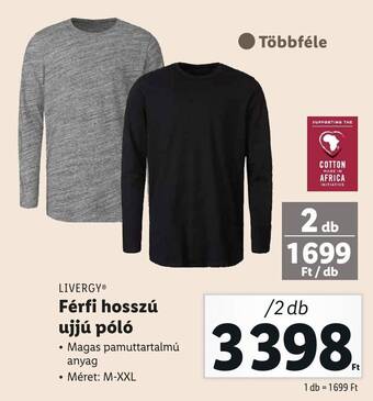 Lidl LIVERGY Férfi hosszú ujjú póló 2 db ajánlat
