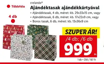 crelando Ajándéktasak ajándékkártyával 4 / 6 db