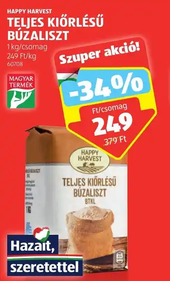 ALDI HAPPY HARVEST TELJES KIÖRLÉSŰ BÚZALISZT 1 kg ajánlat