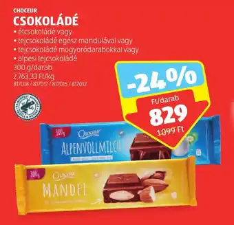 ALDI CHOCEUR CSOKOLÁDÉ 300 g ajánlat