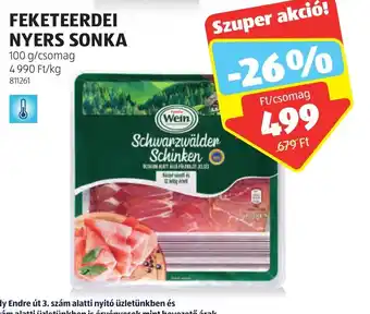 ALDI FEKETEERDEI NYERS SONKA 100 g ajánlat