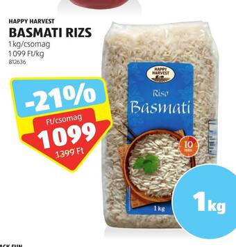 ALDI HAPPY HARVEST BASMATI RIZS 1 kg ajánlat