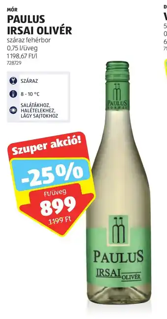 ALDI MÓR PAULUS IRSAI OLIVÉR 0,75 l ajánlat