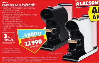 ALDI AMAROY KAPSZULÁS KÁVÉFŐZŐ ajánlat