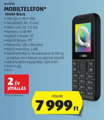 ALCATEL MOBILTELEFON 1068D Black