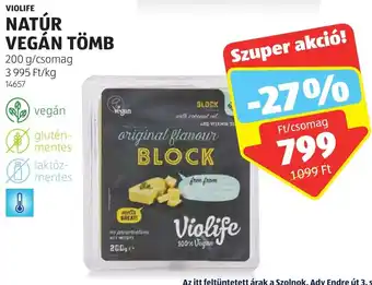 ALDI VIOLIFE NATÚR VEGÁN TÖMB 200g ajánlat