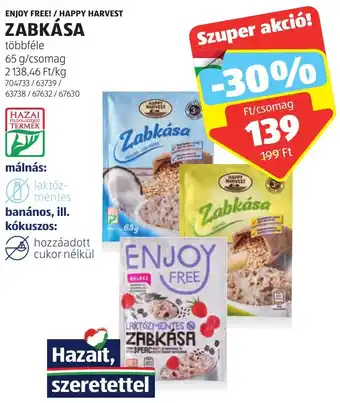 ALDI ENJOY FREE! / HAPPY HARVEST ZABKÁSA 65g ajánlat