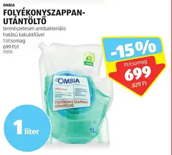 ALDI OMBIA FOLYÉKONYSZAPPAN-UTÁNTÖLTŐ 1L ajánlat