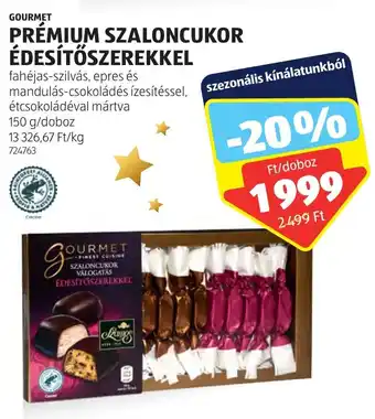 ALDI GOURMET PRÉMIUM SZALONCUKOR ÉDESÍTŐSZEREKKEL 150g ajánlat
