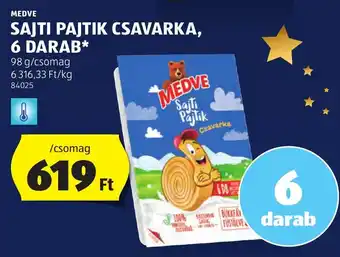 ALDI MEDVE SAJTI PAJTIK CSAVARKA, 6 DARAB ajánlat