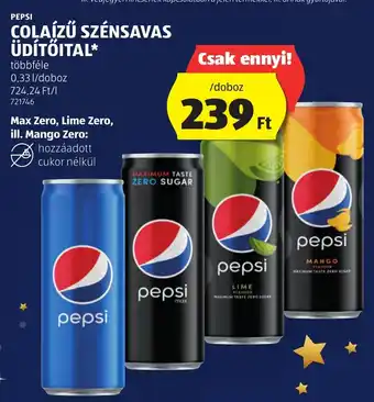 ALDI PEPSI COLAÍZŰ SZÉNSAVAS ÜDÍTŐITAL 0,33l ajánlat