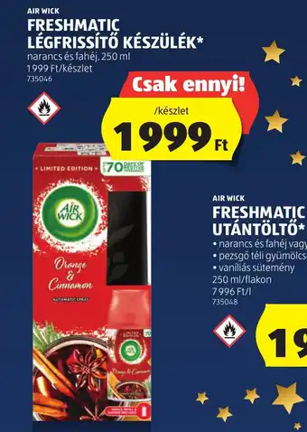 ALDI AIR WICK FRESHMATIC LÉGFRISSÍTŐ KÉSZÜLÉK 250ml ajánlat