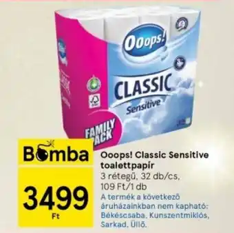 Tesco Ooops Classic Sensitive toalettpapír ajánlat