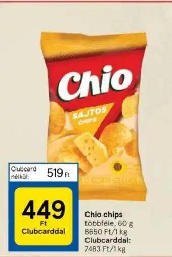 Tesco Chio chips többféle 60 g ajánlat