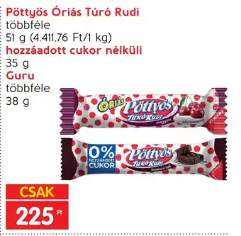 Spar Pöttyös Óriás Túró Rudi stb. 51 - 35 g ajánlat