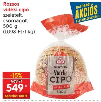 Spar Rozsos vidéki cipó 500 g ajánlat