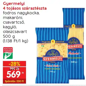 Spar Gyermelyi 4 tojásos száraztészta 500 g ajánlat