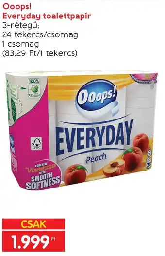Spar Ooops! Everyday toalettpapír 24 tekercs ajánlat