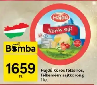 Tesco Hajdú Körös félzsíros, félkemény sajtkorong 1 kg ajánlat
