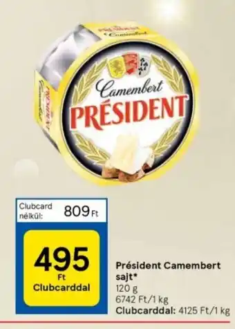 Tesco Président Camembert sajt 120 g ajánlat